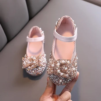 Новая детская танцевальная обувь, модная детская обувь принцессы, вечерние туфли с бантом для маленьких девочек