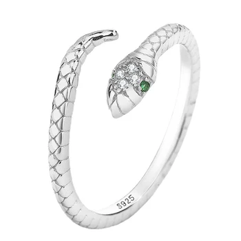 Сертифицированные серебряные украшения Monkton 925 пробы, оригинальное серебряное кольцо в виде змеи, открывающееся регулируемое комбинированное кольцо для женщин, роскошные ювелирные изделия