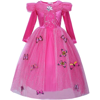 Кружевное платье Принцессы с Бабочкой для девочек-подростков, Жилет на Хэллоуин для девочек, Обычное Карнавальное Платье для детей, Рождественская Одежда на День Рождения