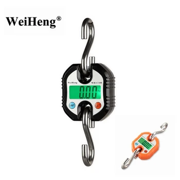 WeiHeng 150 кг 50 г Мини сверхмощные электронные цифровые крюковые весы из нержавеющей стали Подвесные крановые весы ЖК-петлевые весовые весы