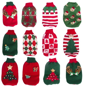 Рождественский свитер для домашних животных, зимняя теплая одежда для собак, классический Вязаный свитер для собак, Рождественская одежда для чихуахуа, пальто для маленьких собак