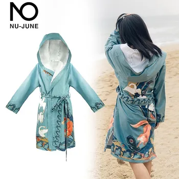 Nu-June быстросохнущий халат унисекс, теплая пижама, пляжный халат для плавания, дайвинга, путешествия, плащ с капюшоном