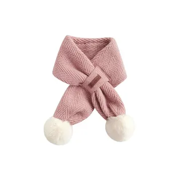 Зимний детский милый однотонный шарф для девочек, мягкий Толстый теплый и ветрозащитный шарф с воротником, тепло для улицы, дети 1-12 лет