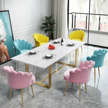 Скандинавские обеденные стулья для кухонной мебели Гостиной спальни Роскошное кресло из кованого железа Современный Простой обеденный стул стол