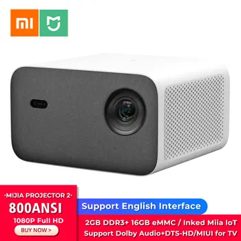 Оригинальный Xiaomi Mijia Projector 2 1080P Мини-проектор 800 ANSI Люмен MIUI TV WiFi Домашний Кинотеатр HDMI-Совместимый Кинопроектор