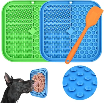 Силиконовый коврик для вылизывания домашних собак Коврик для вылизывания ванны Арахисовое масло Медленное Поедание Кормушка для вылизывания Кошек Коврик для вылизывания собак
