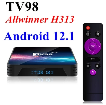 TV Box Android 12.1 TV98 Allwinner H313 Четырехъядерный 1G/8G 2G/16G 2.4G 5G Двойной WIFI H.265 UHD AV1 4K Youtube Smart медиаплеер