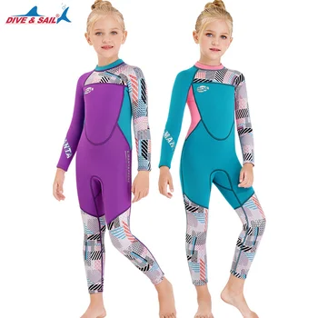 гидрокостюм для девочек, водолазный костюм из 2,5 мм неопрена, купальник для девочек, одежда для серфинга с медузами с длинным рукавом, купальники для холодной воды