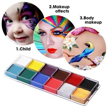 Многоцветный набор для раскрашивания лица и тела, детская безопасная нетоксичная палитра флэш-татуировок, макияж для вечеринки на Хэллоуин