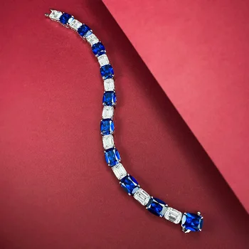 Королевский синий браслет 8 * 10 Полный Бриллиантовый браслет Женская Персонализированная мода Темперамент Богатый Женский стиль 1