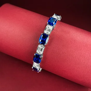 Королевский синий браслет 8 * 10 Полный Бриллиантовый браслет Женская Персонализированная мода Темперамент Богатый Женский стиль 3