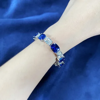 Королевский синий браслет 8 * 10 Полный Бриллиантовый браслет Женская Персонализированная мода Темперамент Богатый Женский стиль 4