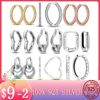 2022 Горячие новые серьги-кольца из серебра 925 пробы Moments Charm для женщин, модные серебряные серьги большого круга, изготовление ювелирных изделий