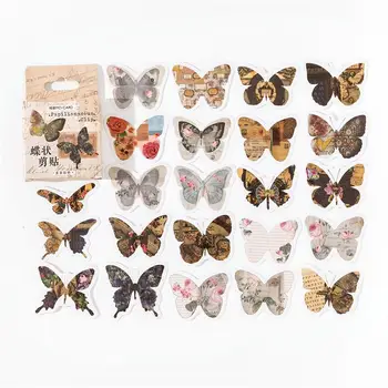 56 упаковок оптового зажима с бабочкой, литературный Винтаж, ассорти из материала бабочки, наклейка для коллажа на коробке
